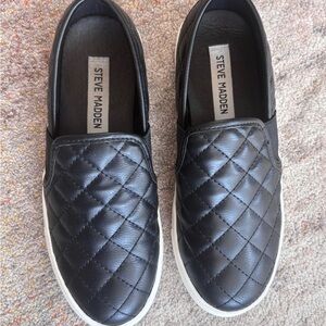 Steve Madden Black Quilted Slip-On Loafers